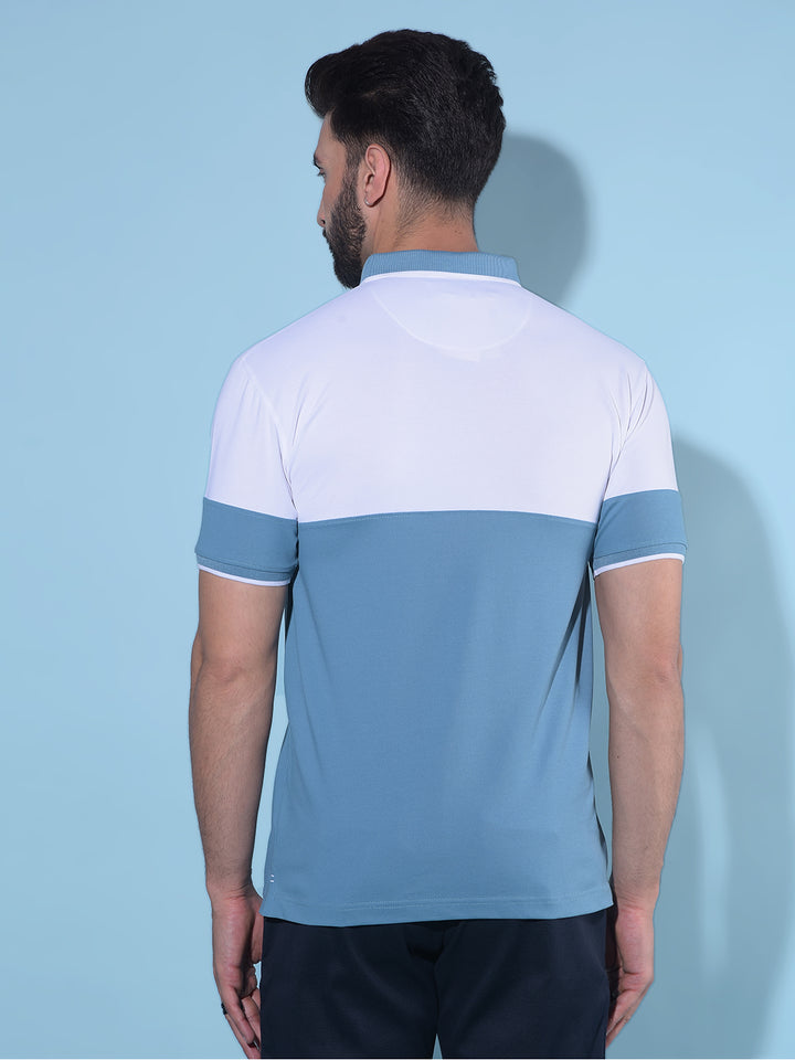 Blue Color-Blocked Polo T-Shirt-Men T-Shirts-Crimsoune Club