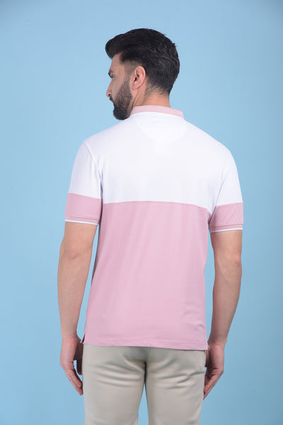 Peach Color-Blocked T-Shirt-Men T-Shirts-Crimsoune Club
