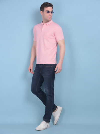 Printed Peach T-Shirt-Men T-shirts-Crimsoune Club