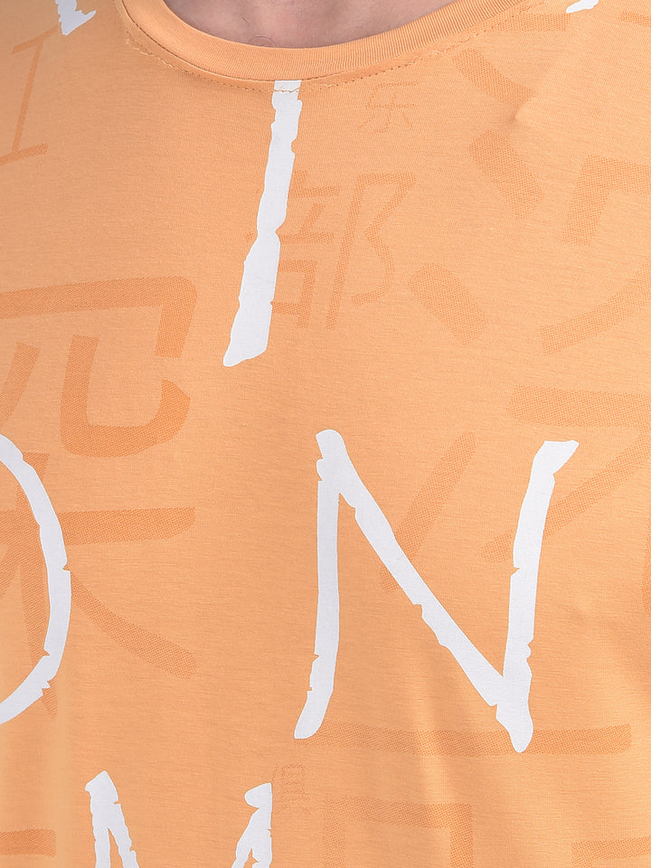 Yellow Typographic Print T-Shirt-Men T-Shirts-Crimsoune Club
