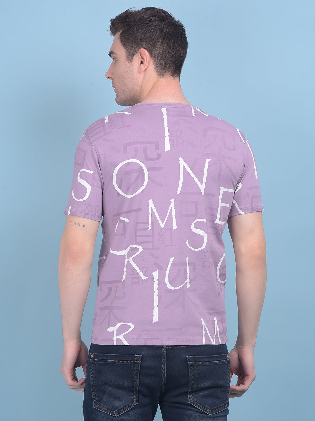 Purple Typographic Print Cotton T-Shirt-Men T-shirts-Crimsoune Club