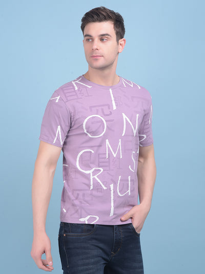 Purple Typographic Print Cotton T-Shirt-Men T-shirts-Crimsoune Club