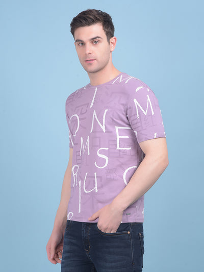 Purple Typographic Print Cotton T-Shirt-Men T-shirts-Crimsoune Club