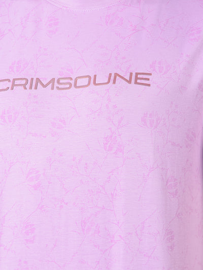 Purple Floral Print Cotton T-Shirt-Men T-Shirts-Crimsoune Club