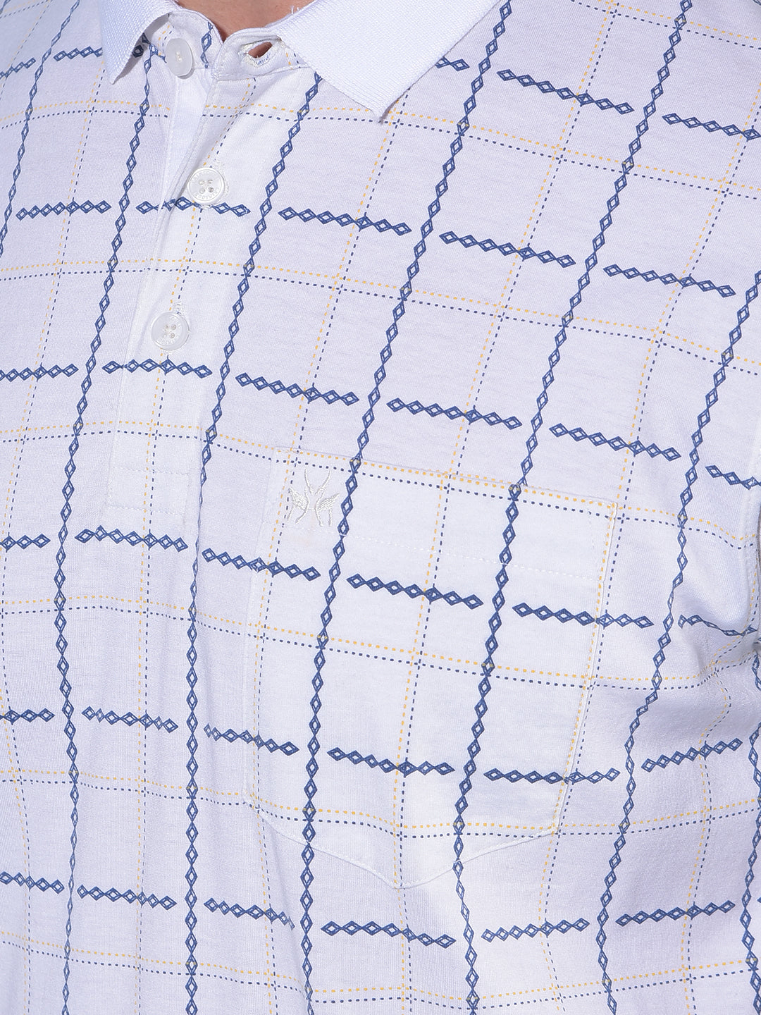 White Tartan Check 100% Cotton Polo T-Shirt-Men T-Shirts-Crimsoune Club