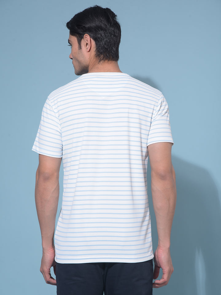 Blue Horizontal Striped T-Shirt-Men T-Shirts-Crimsoune Club
