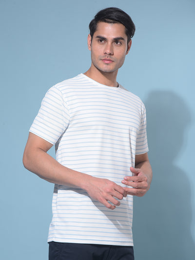 Blue Horizontal Striped T-Shirt-Men T-Shirts-Crimsoune Club