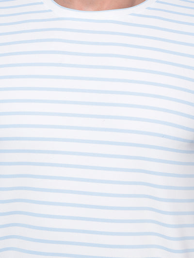 Blue Horizontal Striped T-Shirt-Men T-Shirts-Crimsoune Club