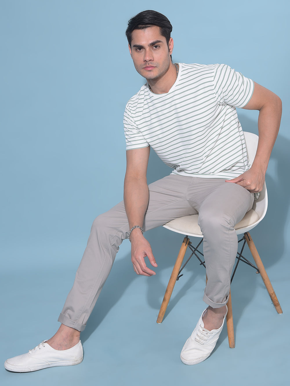 Green Horizontal Striped Tshirt-Men T-Shirts-Crimsoune Club