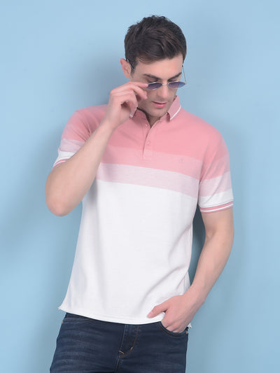 Peach Color Blocked T-Shirt-Men T-shirts-Crimsoune Club