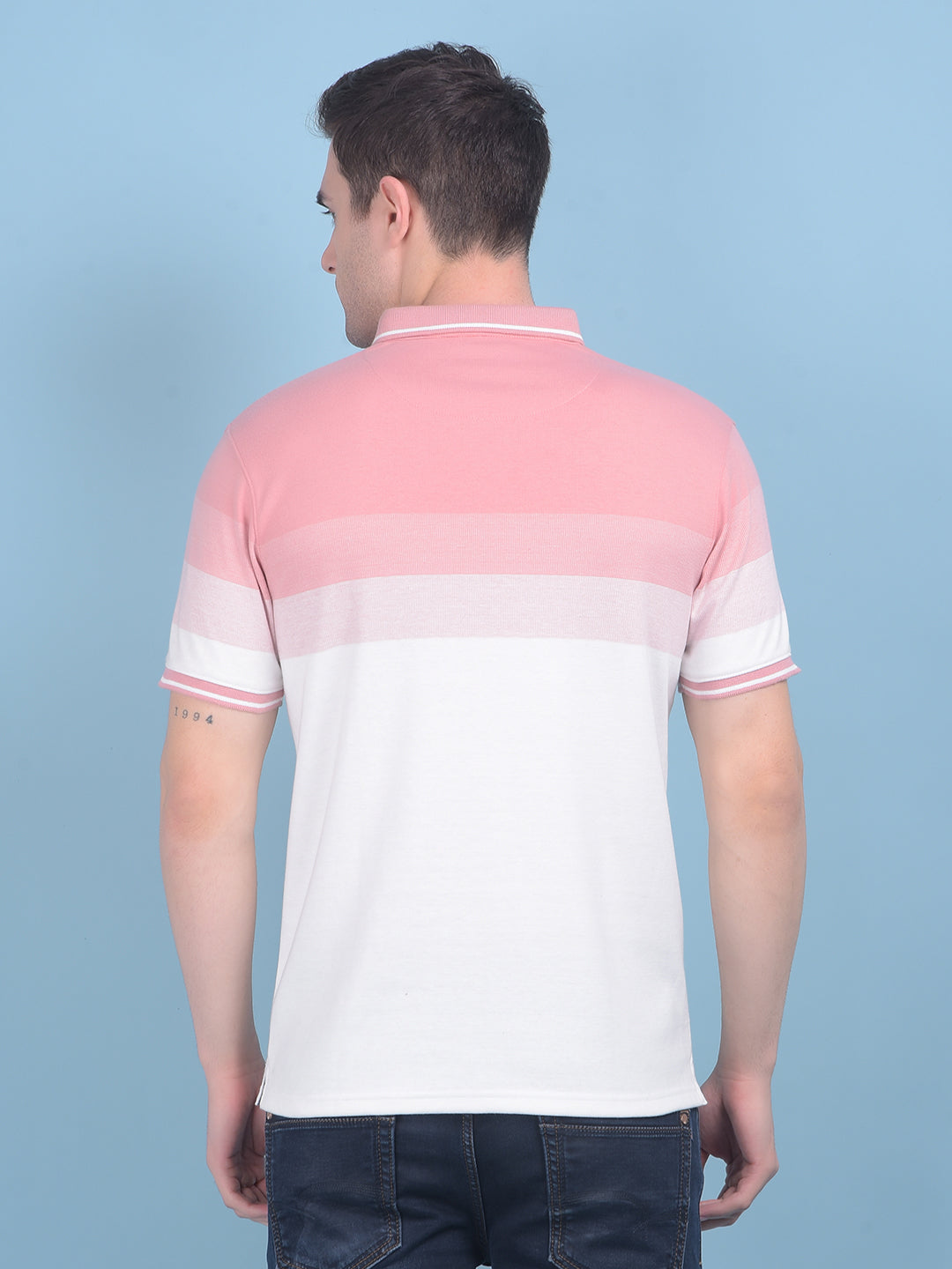 Peach Color Blocked T-Shirt-Men T-shirts-Crimsoune Club