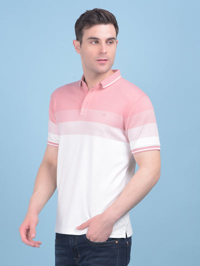 Peach Color Blocked T-Shirt-Men T-shirts-Crimsoune Club