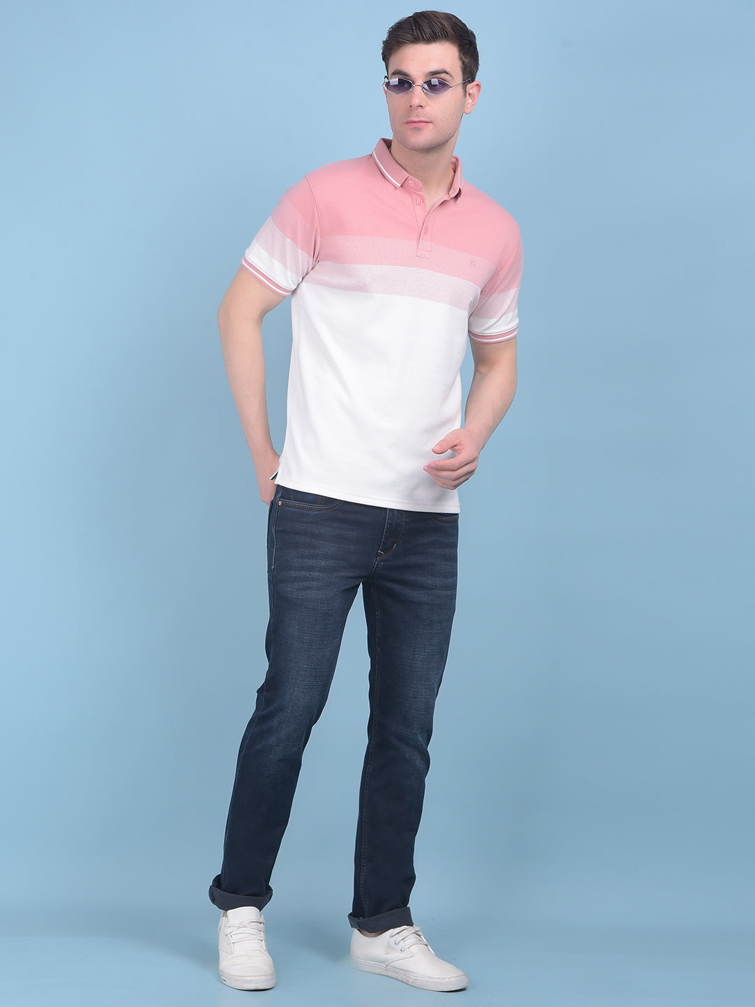 Peach Color Blocked T-Shirt-Men T-shirts-Crimsoune Club