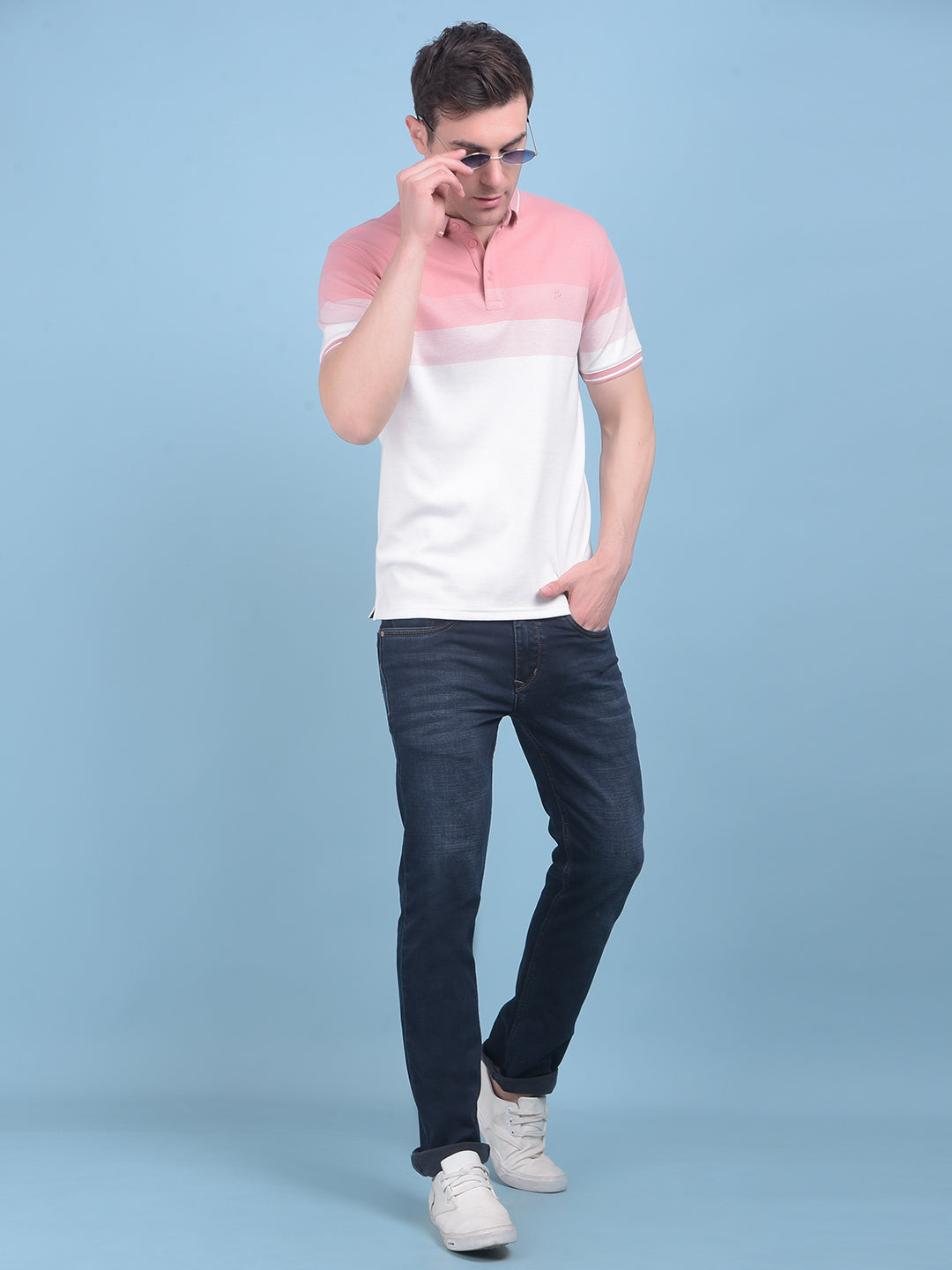 Peach Color Blocked T-Shirt-Men T-shirts-Crimsoune Club