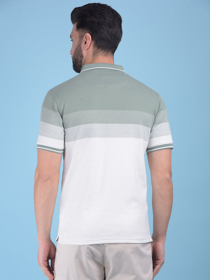 Green Color-Blocked T-Shirt-Men T-Shirts-Crimsoune Club