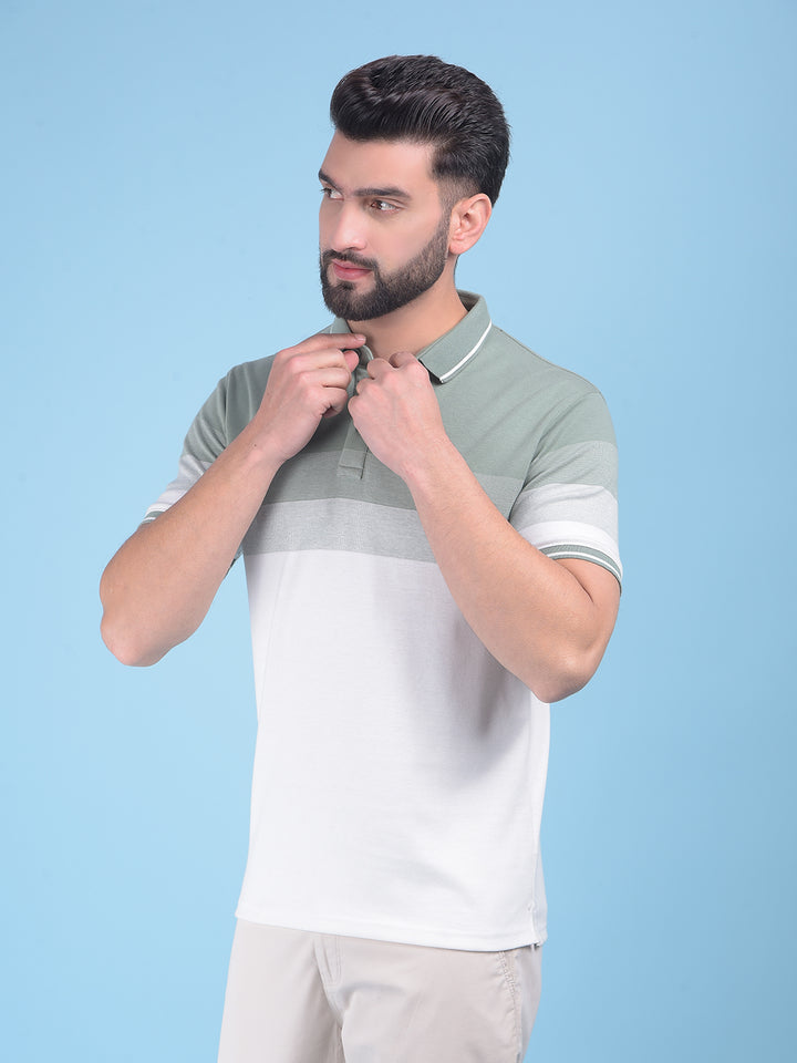 Green Color-Blocked T-Shirt-Men T-Shirts-Crimsoune Club