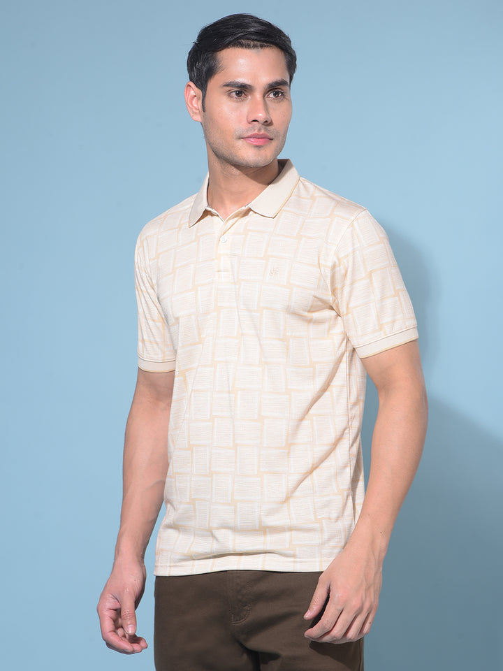 Beige Printed Tshirt-Men T-Shirts-Crimsoune Club