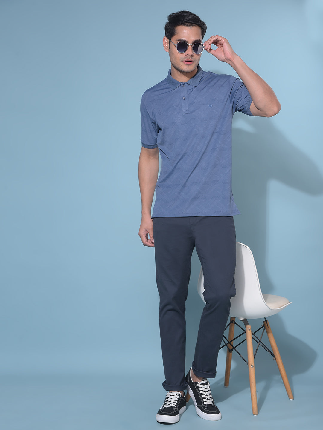 Blue Printed T-Shirt-Men T-Shirts-Crimsoune Club