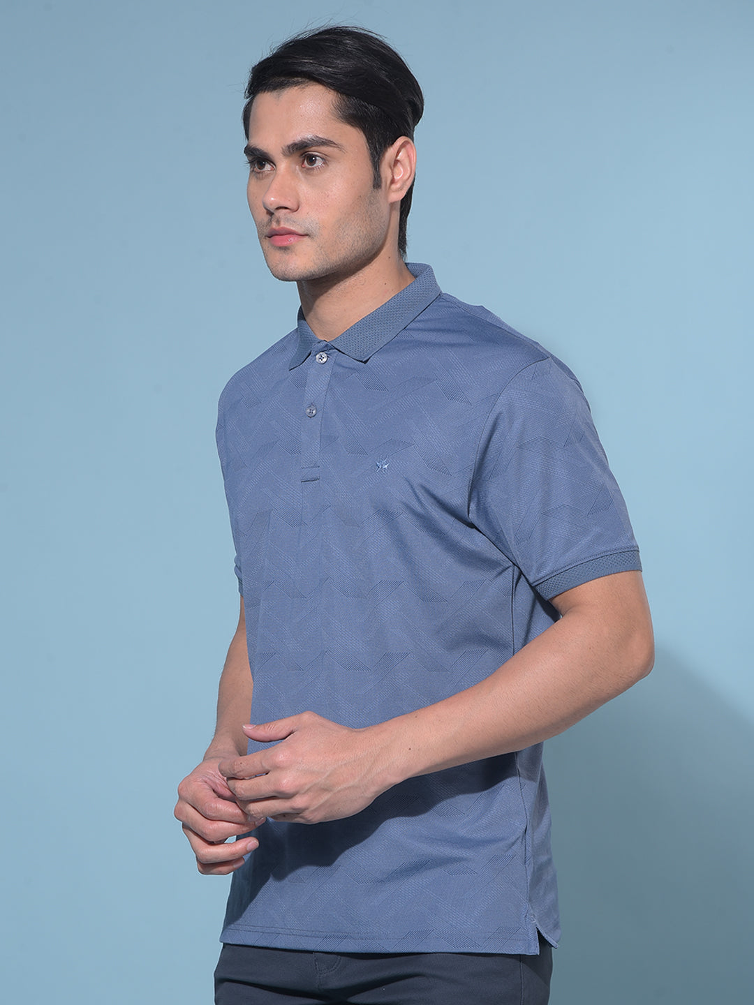Blue Printed T-Shirt-Men T-Shirts-Crimsoune Club