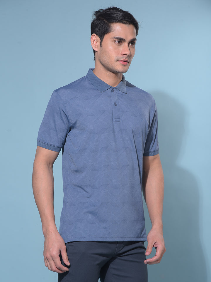Blue Printed T-Shirt-Men T-Shirts-Crimsoune Club