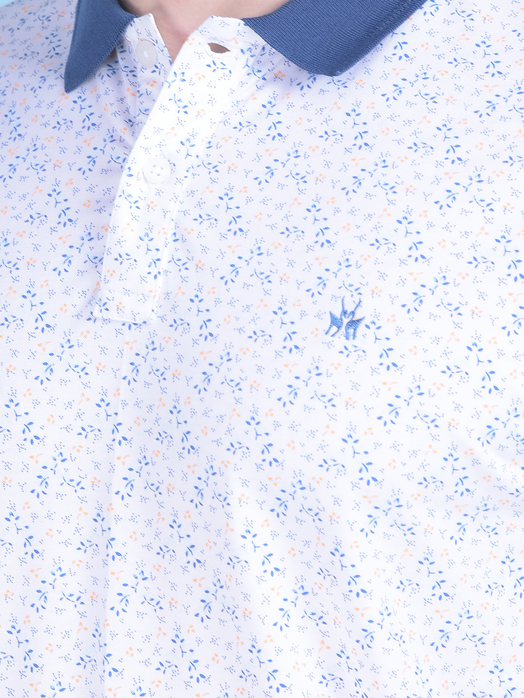White Floral Print Tshirt-Men T-shirts-Crimsoune Club