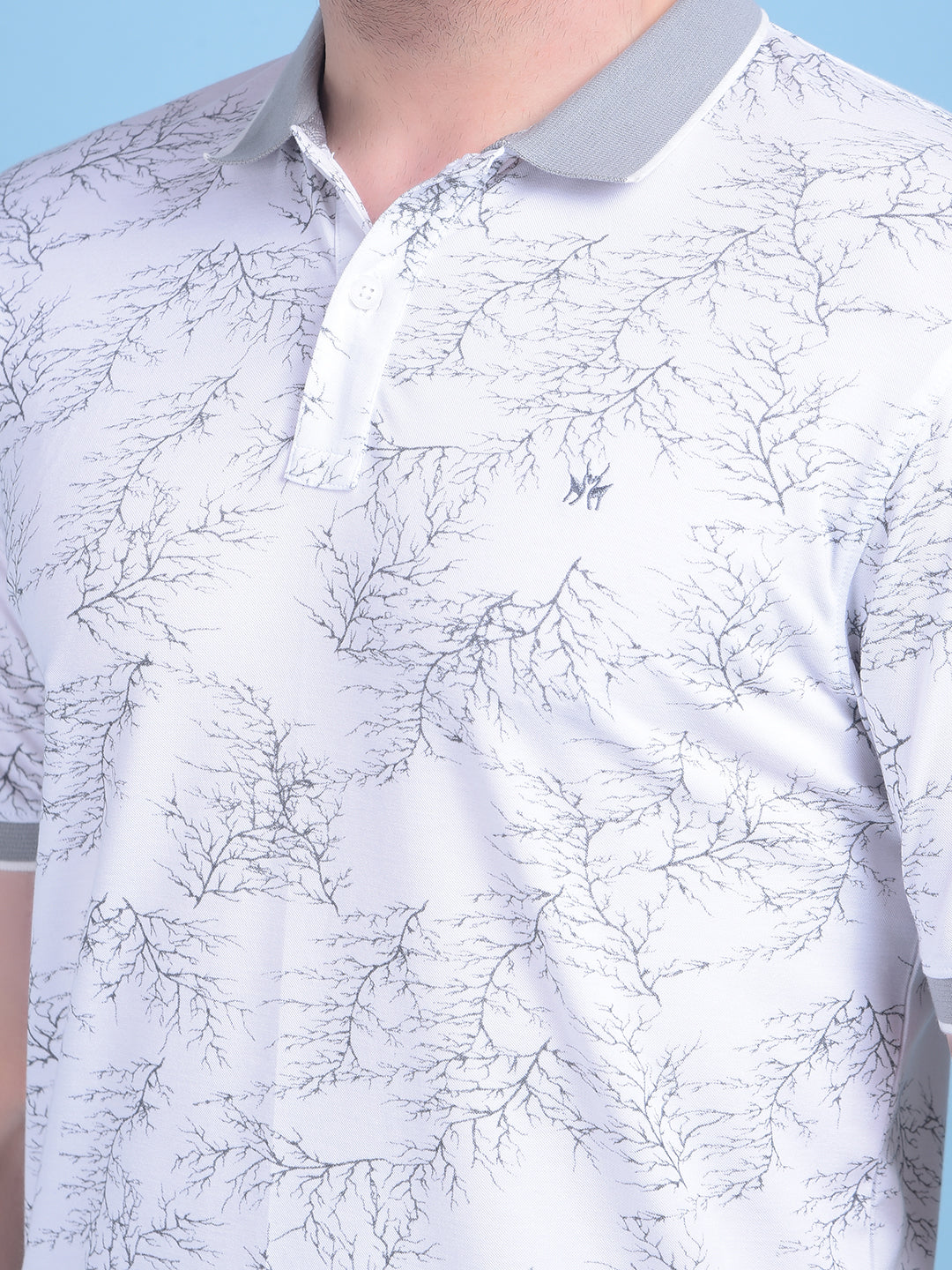 White Floral Print T-Shirt-Men T-Shirts-Crimsoune Club