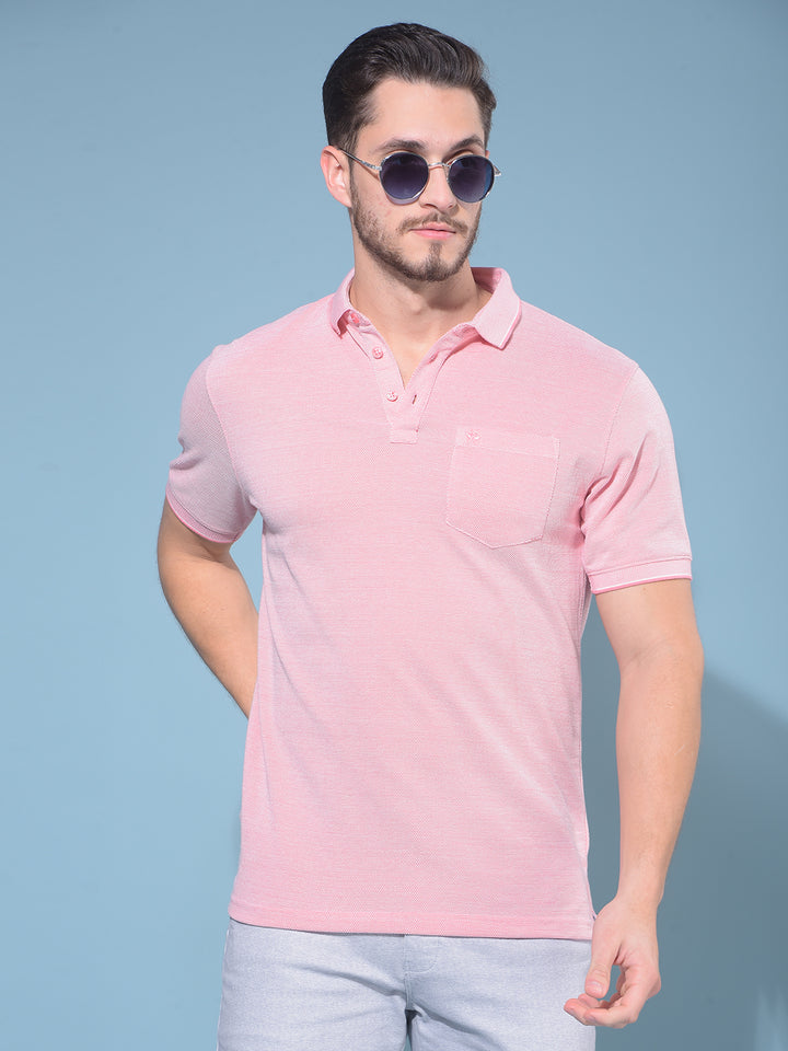 Pink Textured Print T-Shirt-Men T-Shirts-Crimsoune Club