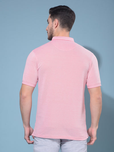 Pink Textured Print T-Shirt-Men T-Shirts-Crimsoune Club