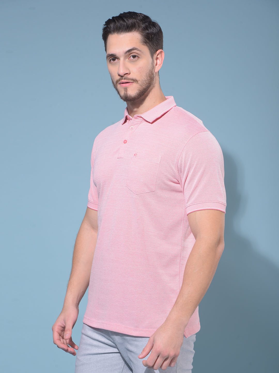 Pink Textured Print T-Shirt-Men T-Shirts-Crimsoune Club