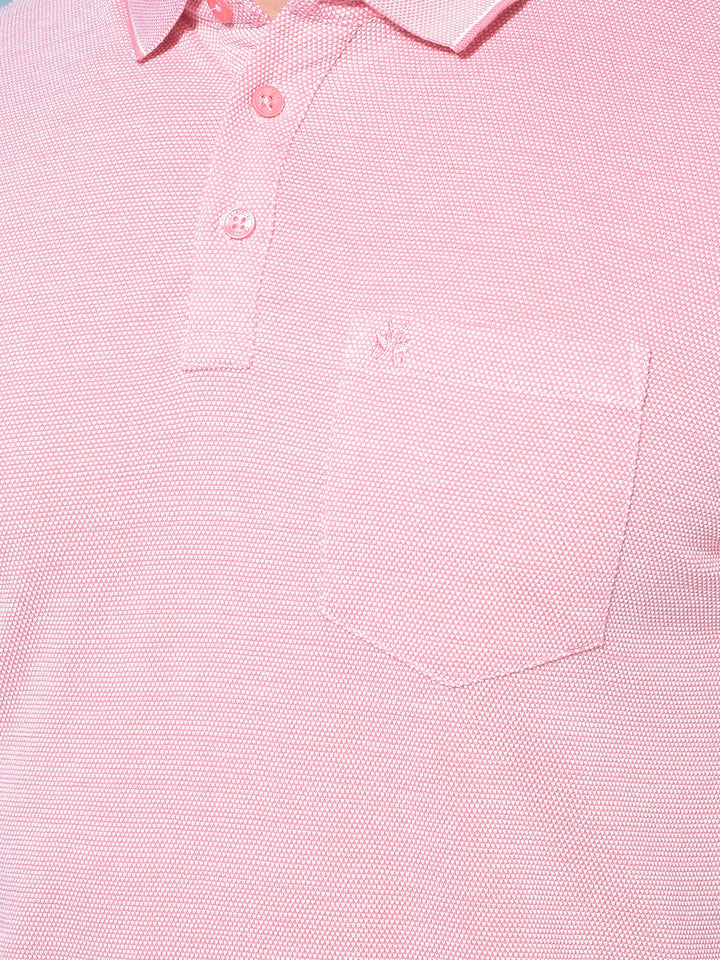 Pink Textured Print T-Shirt-Men T-Shirts-Crimsoune Club
