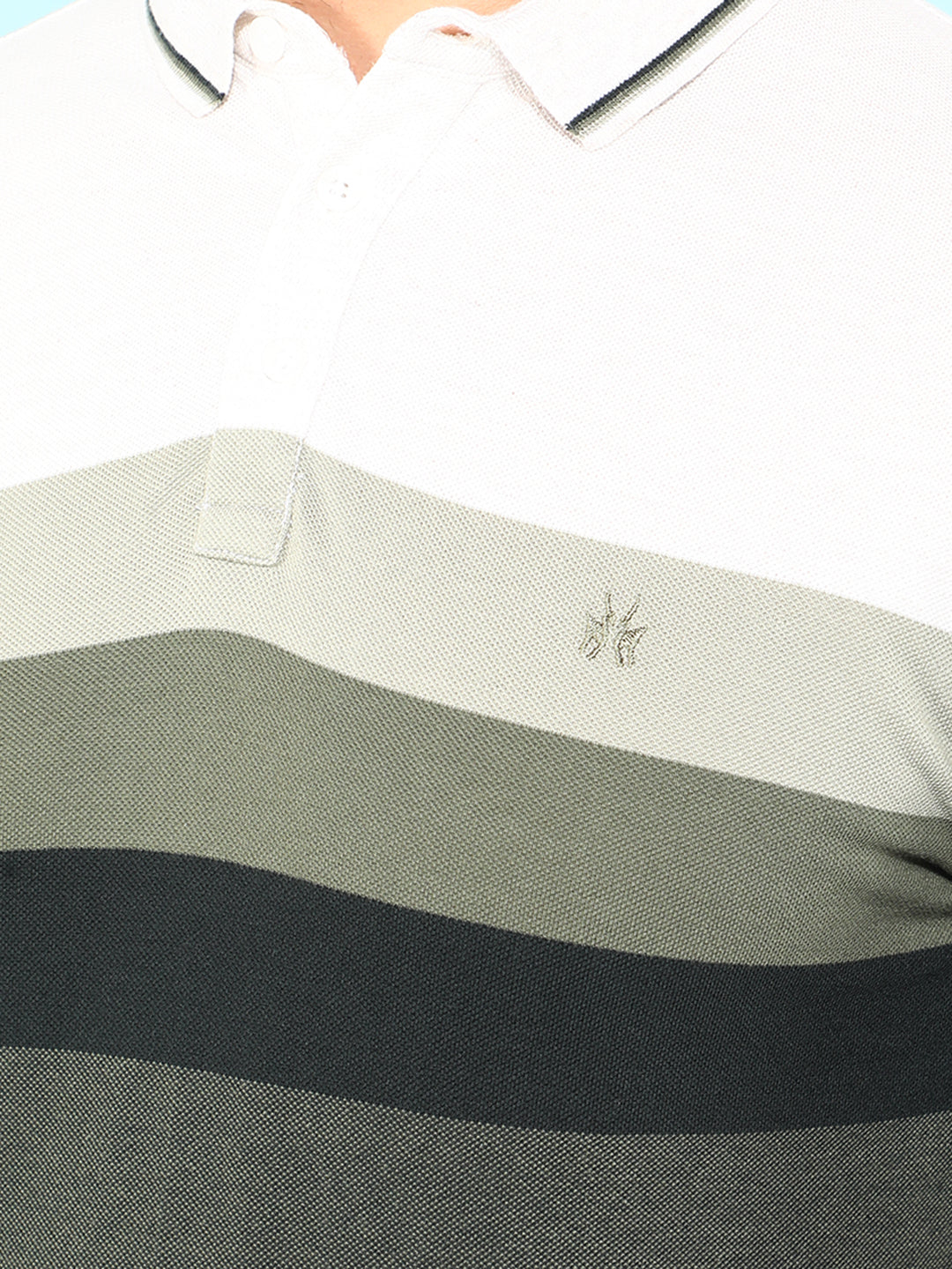 Olive Color-Blocked Polo T-Shirt-Men T-Shirts-Crimsoune Club