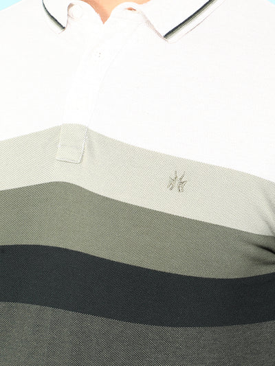 Olive Color-Blocked Polo T-Shirt-Men T-Shirts-Crimsoune Club
