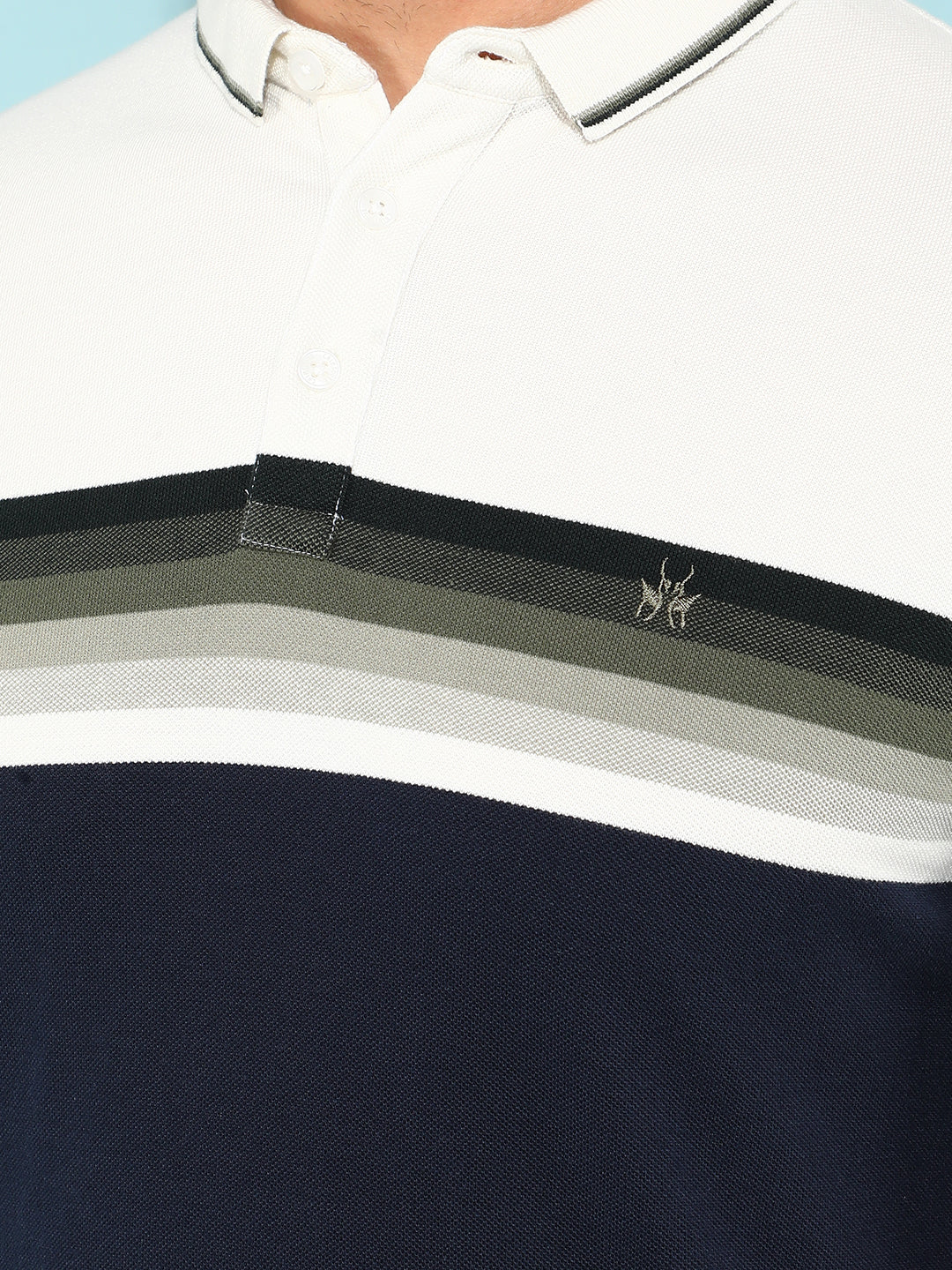Navy Blue Horizontal Striped Polo T-Shirt-Men T-Shirts-Crimsoune Club