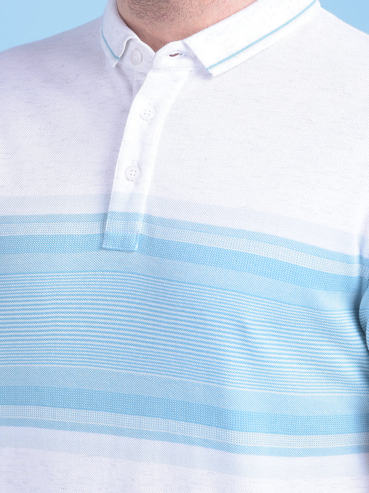Blue Horizontal Striped T-Shirt-Men T-Shirts-Crimsoune Club