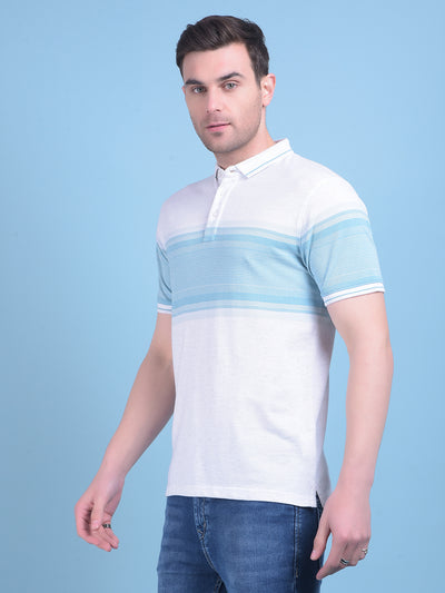Blue Horizontal Striped T-Shirt-Men T-Shirts-Crimsoune Club