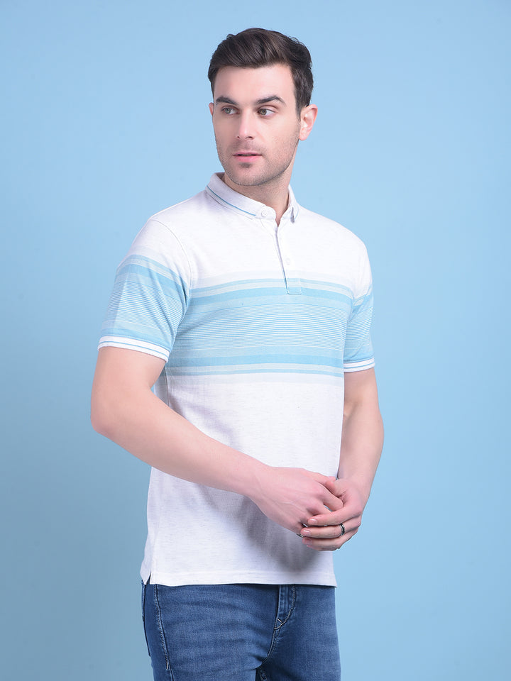 Blue Horizontal Striped T-Shirt-Men T-Shirts-Crimsoune Club
