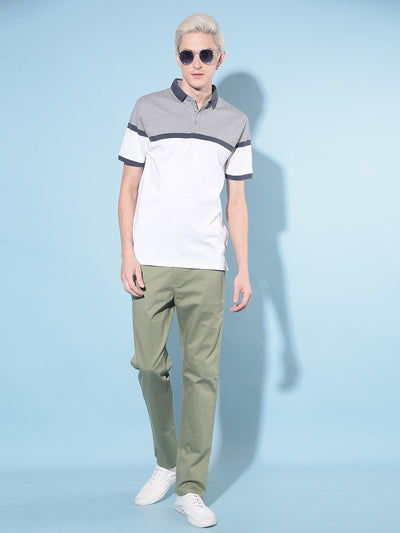 Grey Horizontal Striped Polo T-Shirt-Men T-Shirts-Crimsoune Club