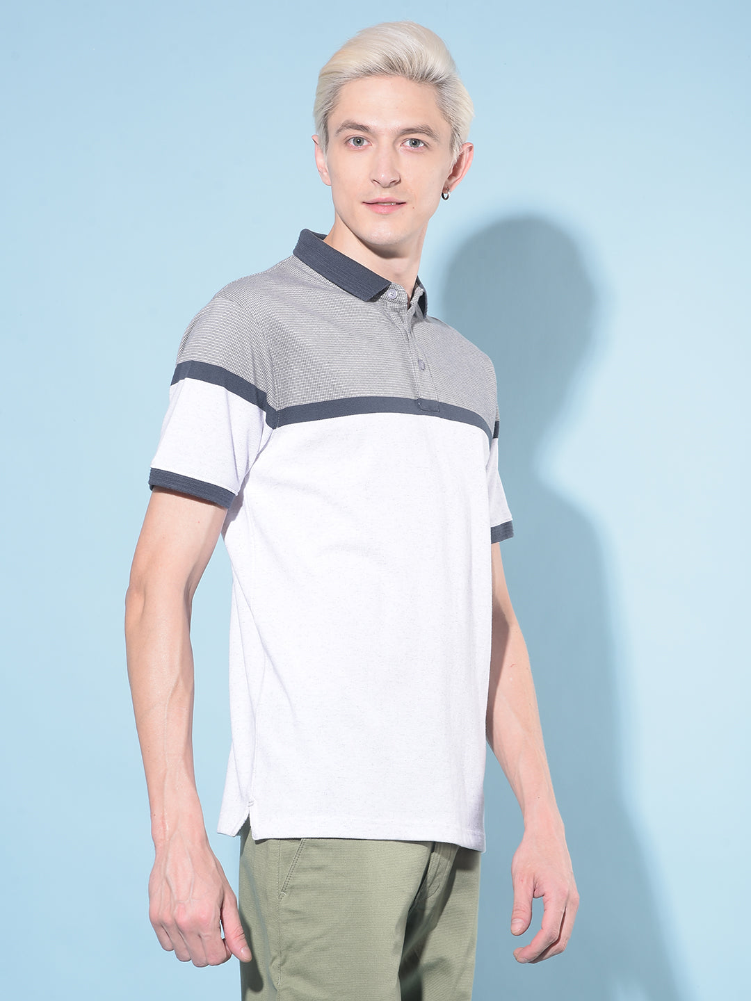 Grey Horizontal Striped Polo T-Shirt-Men T-Shirts-Crimsoune Club