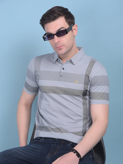 Grey Plain Check T-Shirt-Men T-shirts-Crimsoune Club