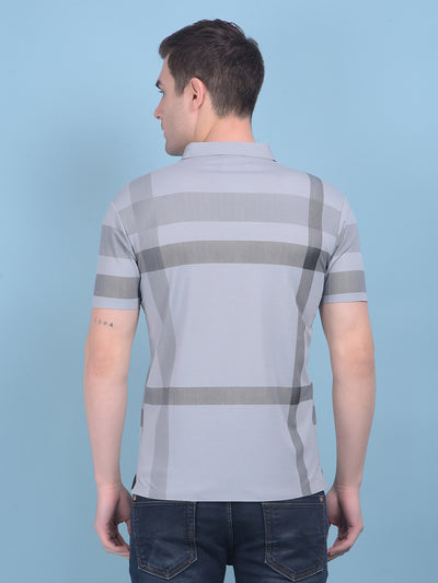 Grey Plain Check T-Shirt-Men T-shirts-Crimsoune Club