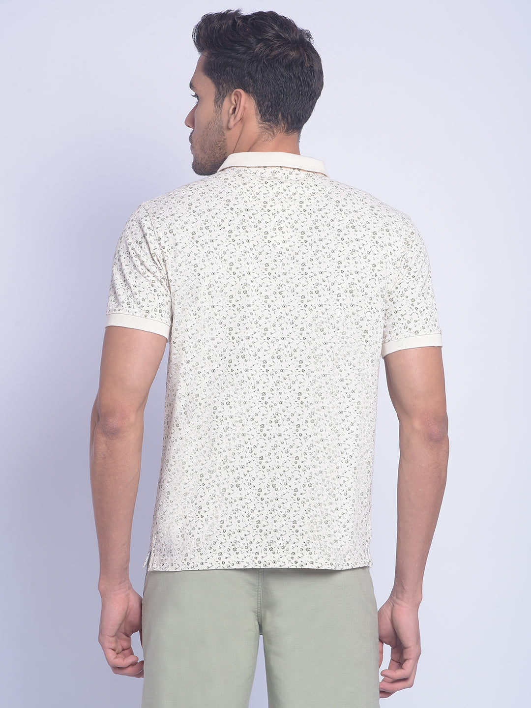 Beige Printed T-Shirt-Men T-Shirts-Crimsoune Club