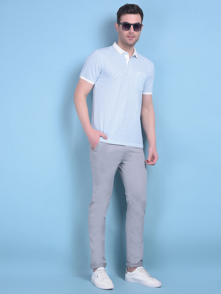 Blue Printed T-Shirt-Men T-Shirts-Crimsoune Club
