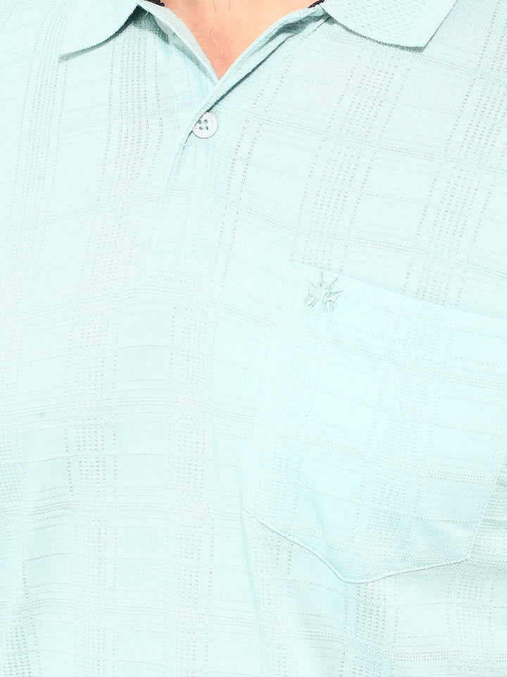 Green Jacquard Polo T-Shirt-Men T-Shirts-Crimsoune Club