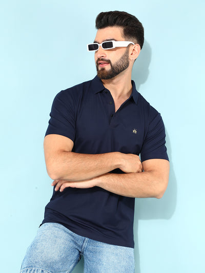 Navy Blue Polo T-Shirt-Men T-Shirts-Crimsoune Club