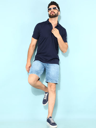Navy Blue Polo T-Shirt-Men T-Shirts-Crimsoune Club