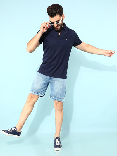 Navy Blue Polo T-Shirt-Men T-Shirts-Crimsoune Club