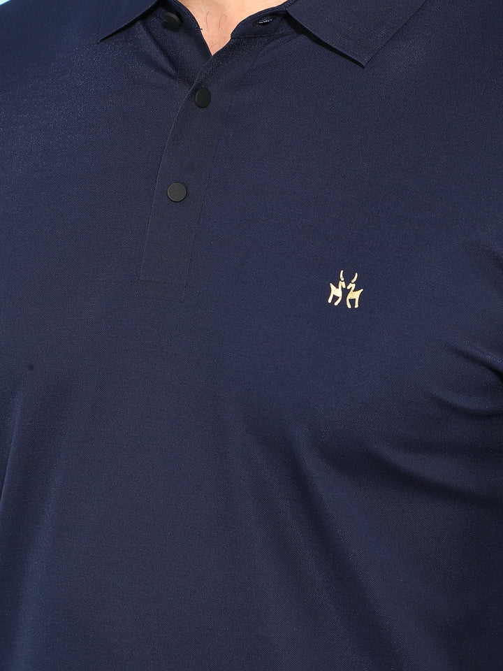 Navy Blue Polo T-Shirt-Men T-Shirts-Crimsoune Club
