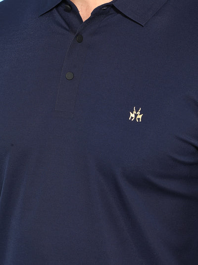 Navy Blue Polo T-Shirt-Men T-Shirts-Crimsoune Club