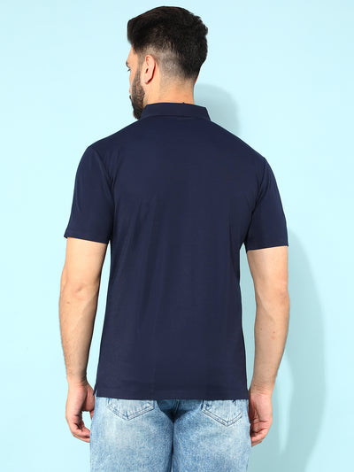 Navy Blue Polo T-Shirt-Men T-Shirts-Crimsoune Club