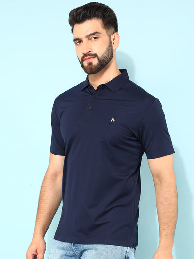 Navy Blue Polo T-Shirt-Men T-Shirts-Crimsoune Club